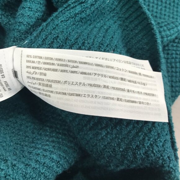 Hollister Sweater Women's Small Green Pullover Turtleneck Waffle Knit Keyhole - Picture 4 of 12